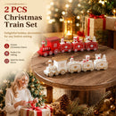 Red & White Christmas Train Ornament 2 Pack