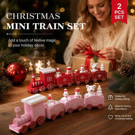 Red & Pink Christmas Train Ornament 2 Pack