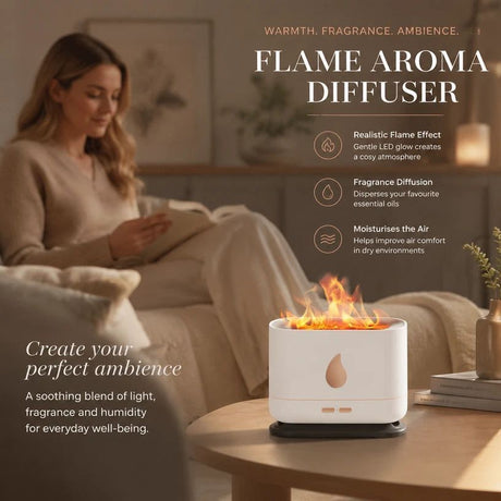 USB Flame Aroma Diffuser, White Single Light, Holiday Gift