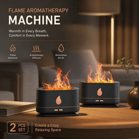 2 Pack USB Flame Diffuser, Black Single Light, Xmas Set