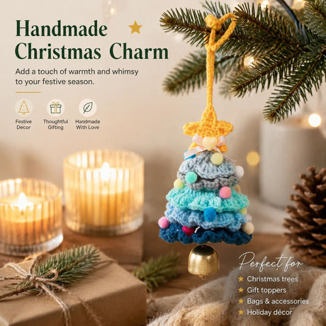 Crochet Xmas Tree Bell Ornament Style F, Budget Holiday Gift