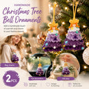 2 Pack Crochet Bell Ornament Style B Purple, Xmas Hamper Filler