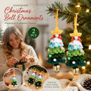 2 Pack Crochet Bell Ornament Style C Green, Family Holiday Gift