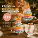 2 Pack Crochet Bell Ornament Style D Rainbow 1, Bright Xmas Present