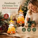 2 Pack Crochet Bell Ornament Style G Orange, Unique Xmas Gift