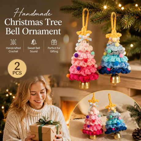 2 Pack Crochet Ornament A+F Pink & Blue, Festive Present Pair
