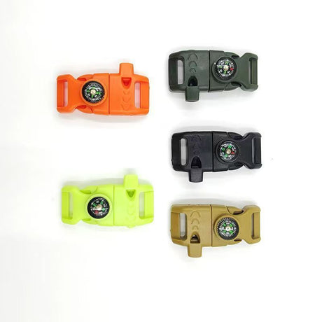 12pk Mixed Colour Survival Paracord Buckle Set