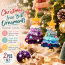 2 Pack Crochet Ornament B+F Purple & Blue, Winter Xmas Pair