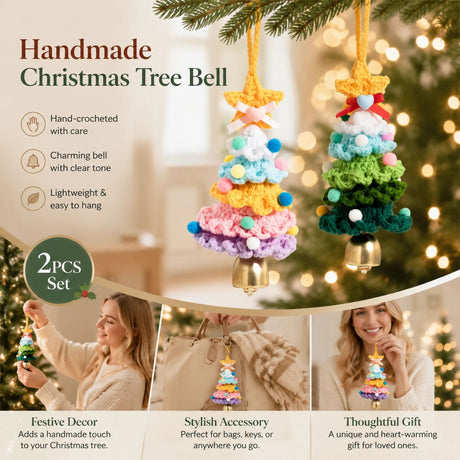 2 Pack Crochet Ornament C+E Green & Rainbow 2, Xmas Decor Duo