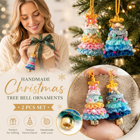 2 Pack Crochet Ornament D+F Rainbow 1 & Blue, Festive Gift Pair