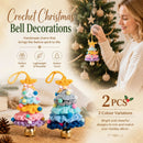 2 Pack Crochet Ornament E+F Rainbow 2 & Blue, Winter Holiday Duo