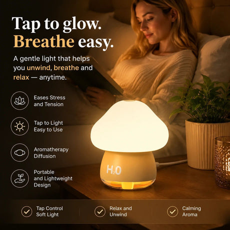 Tap Control Night Light Humidifier, Yellow, Cute Festive Gift