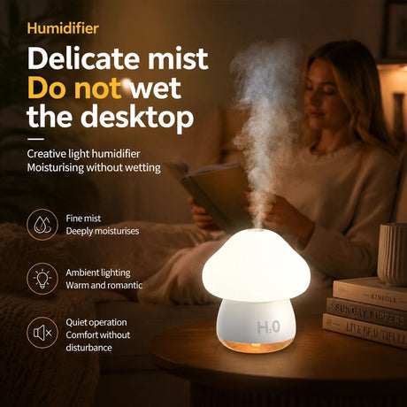Tap Control Night Light Humidifier, Cream, Home Decor Gift