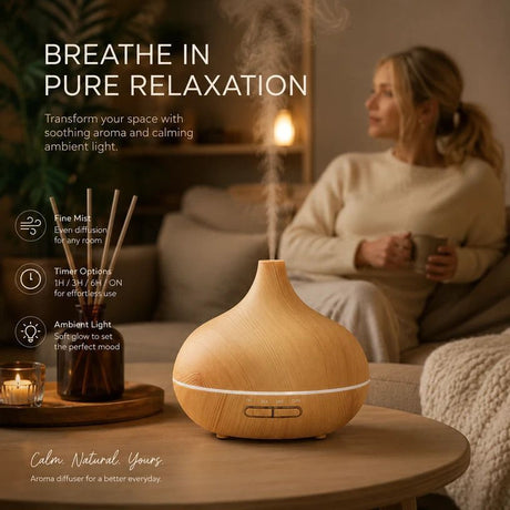 Onion Wood Grain Aroma Diffuser, Light Wood + Remote, 24V AU Plug, Holiday Present