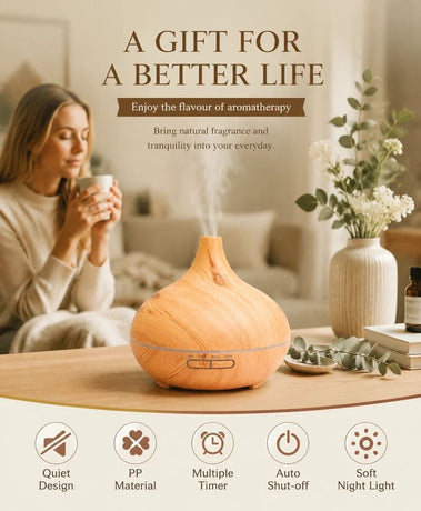 Onion Wood Grain Aroma Diffuser, Light Wood + Remote, 24V AU Plug, Holiday Present