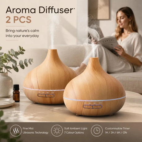 2 Pack Onion Diffuser Light Wood + Remote, 24V AU Plug, Holiday Gift Pair