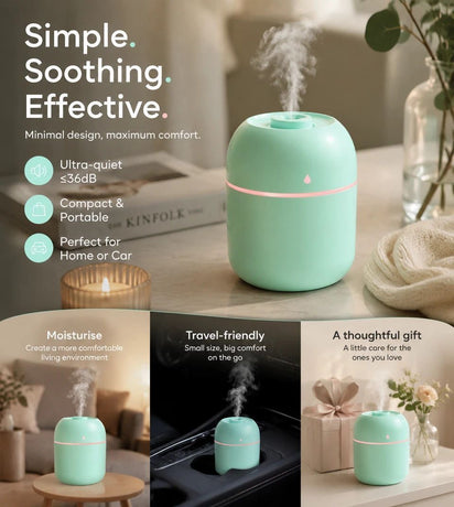 USB Water Drop Mini Humidifier 220ML Green, Office Holiday Gift