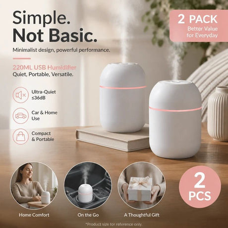 2 Pack Water Drop Humidifier Glacier White, Festive Gift Set