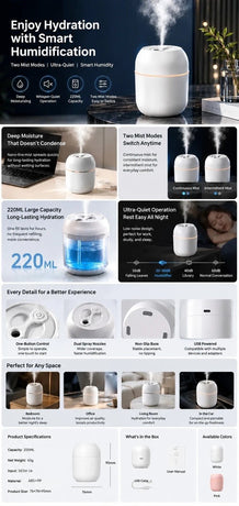 2 Pack Water Drop Humidifier Glacier White, Festive Gift Set