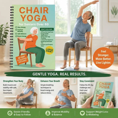Coil Bound Senior Chair Yoga Weight Loss Notebook, Breathing Awareness Workout Program
