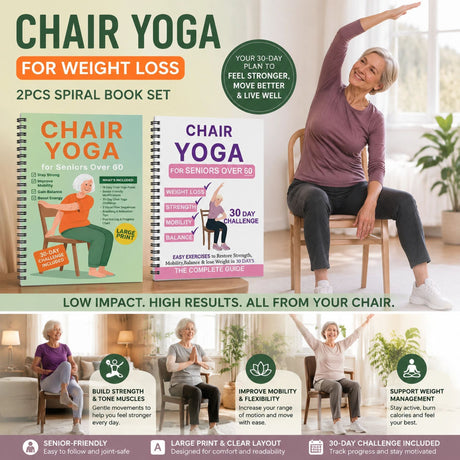 Dual Coil Bound Senior Yoga Journals, Breathing Awareness & All-Round Improvement Weight Loss Plans