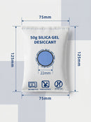 Cobalt Free Flat Top White Silica Gel Desiccant, Moisture Absorbing Sachets, 50g Two Pack