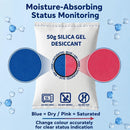 Regular White Flat Mouth Silica Gel Desiccant Bags, Visible Humidity Control, 50g Quad Pack