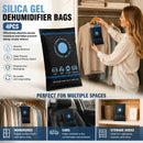 Quad Set Regular Blue Black Flat Top Silica Gel Sachets, Humidity Tracking Moisture Absorber 100g