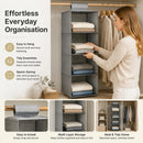 Cotton Linen Layered Hanging Clothes Bag, 4 Tier, Grey, Maximize Closet Space