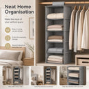 Cotton Linen Multi-Tier Hanging Garment Caddy, 5 Tier, Grey, Easy Clothing Organisation