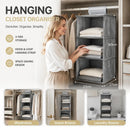 Cotton Linen Suspended Wardrobe Organiser, 3 Tier, Grey, Simple Daily Storage