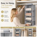 Cotton Linen Layered Hanging Clothes Bag, 4 Tier, Grey, Efficient Apparel Sorting