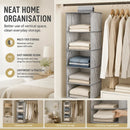 Cotton Linen Multi-Tier Hanging Garment Caddy, 5 Tier, Grey, Tidy Closet Layout