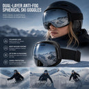 Heartwarming Windproof Ski Goggles, Black Frame, Dark Lens + Black-Red Strap