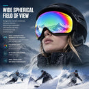 Sweet Outdoor Polarised Ski Goggles UV400, White Frame, Blue Coating Lens + Black White Strap
