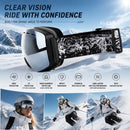 Practical Mountaineering Ski Goggles, Black Frame, Mercury Lens + Striped Black White Strap