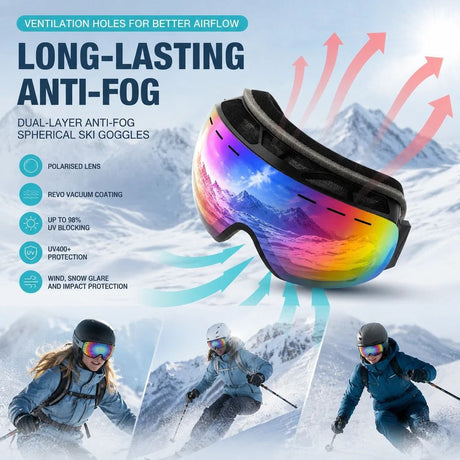Lovely Holiday UV400 Ski Gift, Red Frame, Red Lens + Matching Red Strap