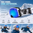 Sentimental Spherical Ski Goggles UV400, White Frame, Blue Lens + Striped Black White Strap