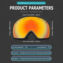 Sentimental Spherical Ski Goggles UV400, White Frame, Blue Lens + Striped Black White Strap
