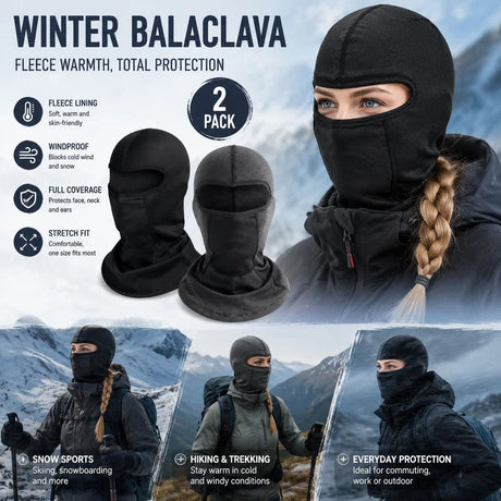 Coldproof Neck Cover, Grey & Black Long Style, One Size, 2 Pcs