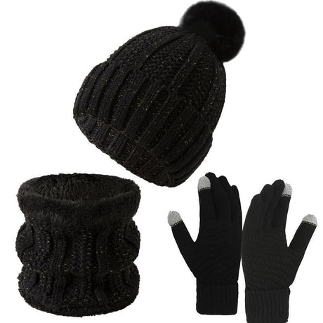 Thoughtful Ski Trip Gift Fleece Lined Thick Knit Hat 3 Pack Black, Warm Cold Weather Outdoor Snow Accessory