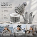 Practical Snow Gear Gift Thick Fleece Knit Hat 3 Pack Light Grey, Ideal For Skiing & Outdoor Cold Days