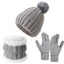 Practical Snow Gear Gift Thick Fleece Knit Hat 3 Pack Light Grey, Ideal For Skiing & Outdoor Cold Days