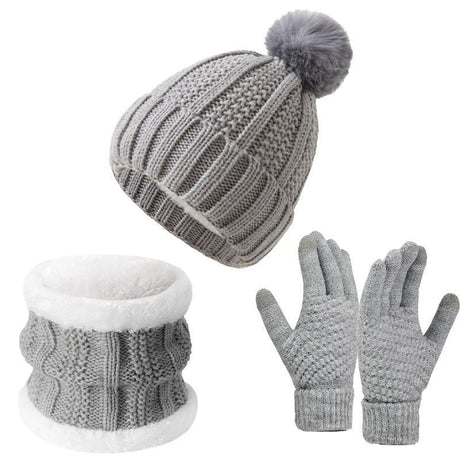 Practical Snow Gear Gift Thick Fleece Knit Hat 3 Pack Light Grey, Ideal For Skiing & Outdoor Cold Days