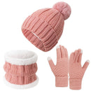 Sweet Ski Outing Gift Thick Warm Knit Hat 3 Pack Pink, Great Camping & Snowfield Daily Matching Accessory