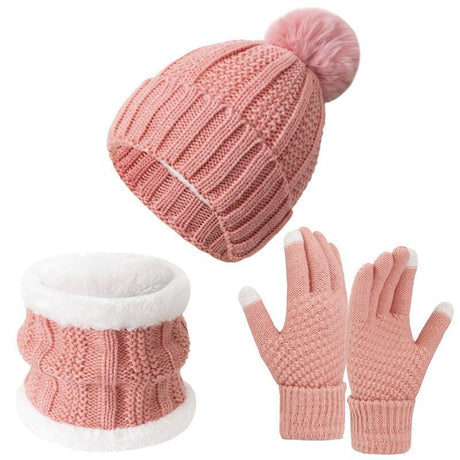 Sweet Ski Outing Gift Thick Warm Knit Hat 3 Pack Pink, Great Camping & Snowfield Daily Matching Accessory
