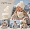 Nice Ski Trip Present Warm Insulated Knitted Hat 2 Set White, Perfect For Skiing & Mountain Outings