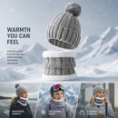 Versatile Snow Gear Gift Plush Lined Knit Hat 2 Pack Light Grey, Daily & Ski Travel Matching Outfit