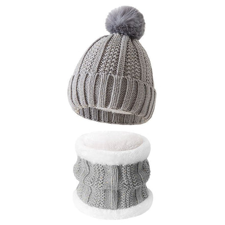 Versatile Snow Gear Gift Plush Lined Knit Hat 2 Pack Light Grey, Daily & Ski Travel Matching Outfit
