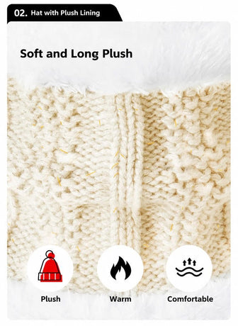 Versatile Snow Gear Gift Plush Lined Knit Hat 2 Pack Light Grey, Daily & Ski Travel Matching Outfit